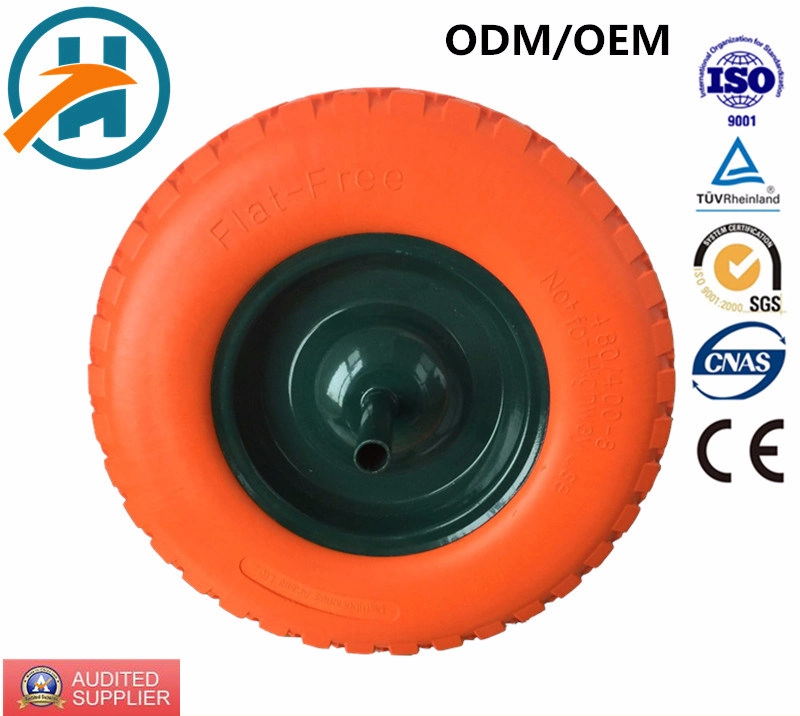 Solid Flat Free PU Foam Wheel with Colour PU Part