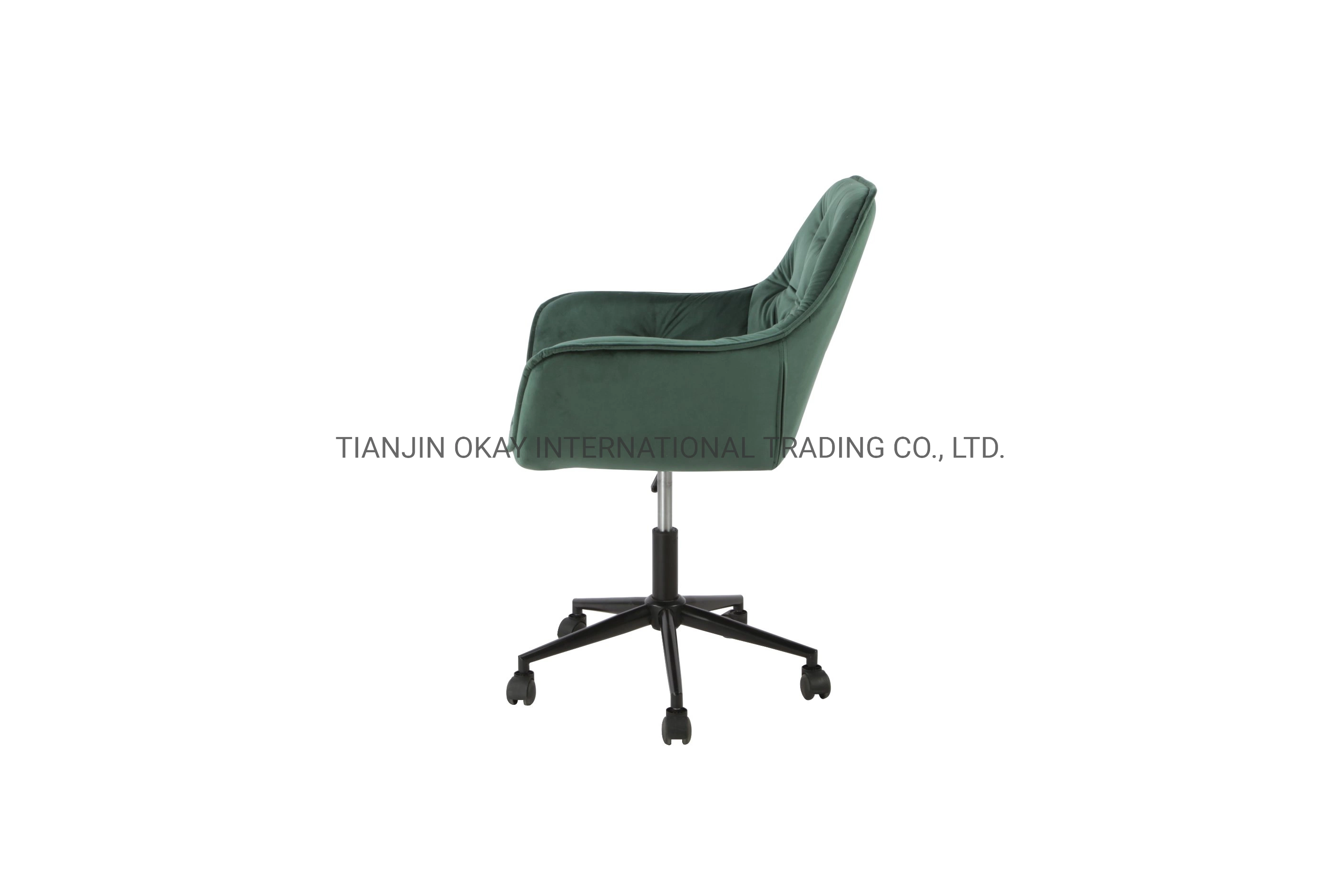 Cubierta moderna de terciopelo con reposabrazos Escritorio giratorio Home Office Task Silla con silla de oficina de Casters