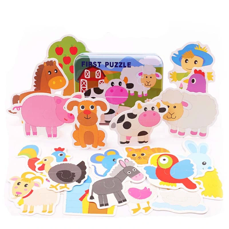 60pcs niños rompecabezas de madera coches animales Puzzle de frutas Juguetes