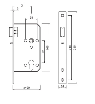 Stainless Steel Night Latch Lock for Wooden Doors