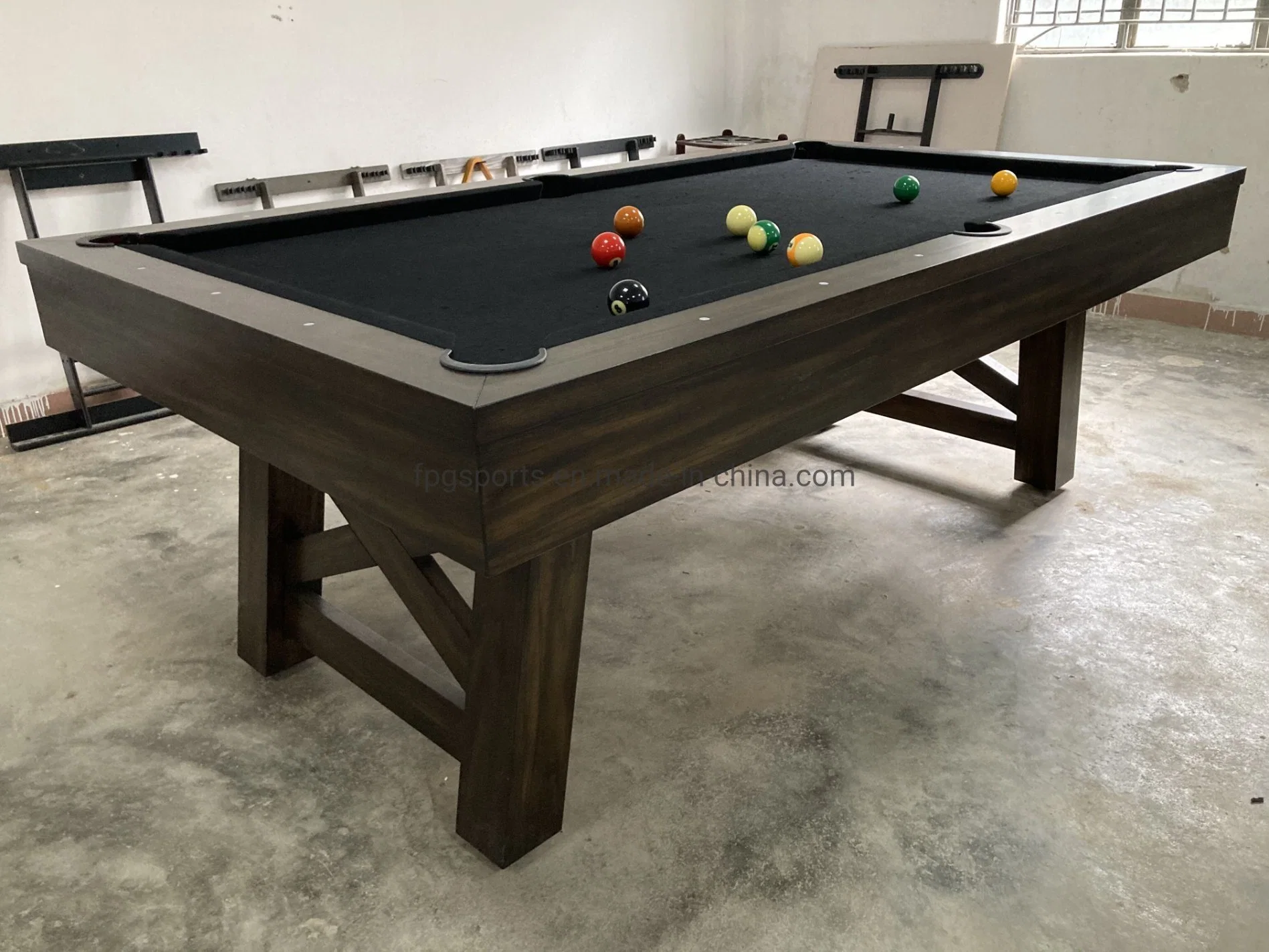 Wood Veneer with Stain Finish Pool Table