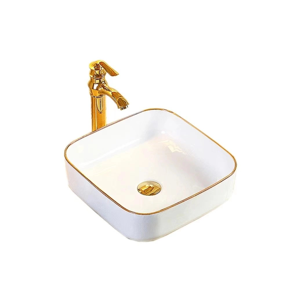 Sanitaryware Ceramic Bathroom Kitchen Golden Washing Wash Bathroom-Basin-Sink