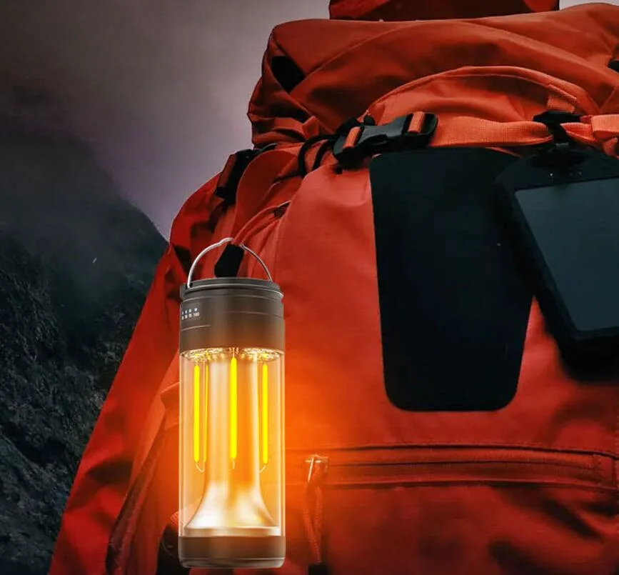 Outdoor Rechargeable Solar LED Camping Light Megnetic Base Lantern for Tent Hiking