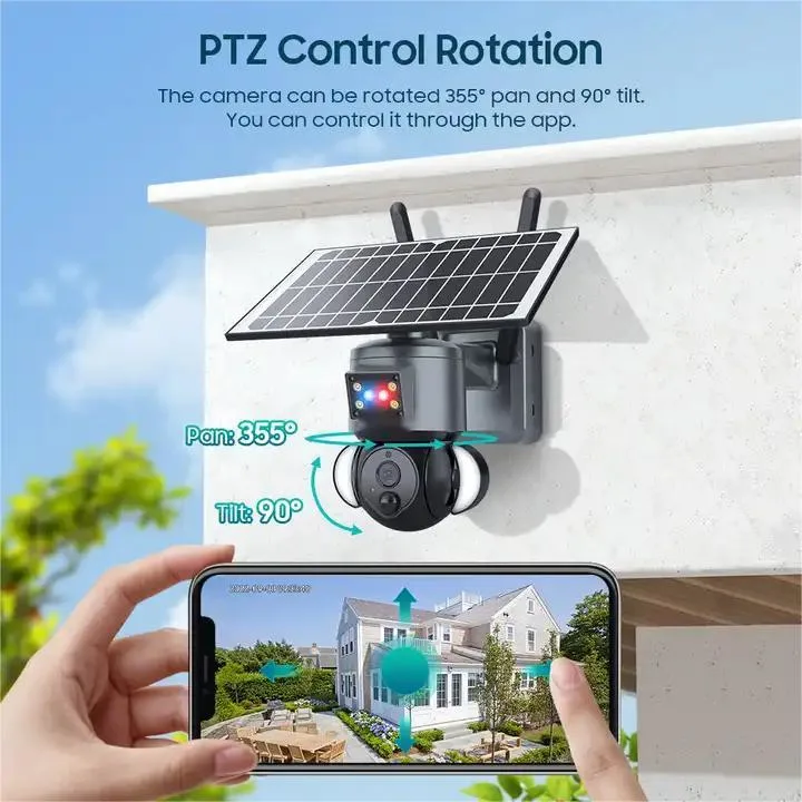 HD 4MP WiFi 4G IP Network Camera Smart Outdoor CCTV Home Speed Dome PTZ Network Solar Battery Camera