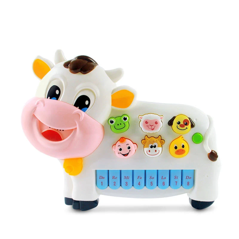 Trade Assurance Electric Cartoon Animal Piano Musical Instruments Toys Baby Organ Piano Musical Keyboard Cartoon Musical Piano-Cow Toy