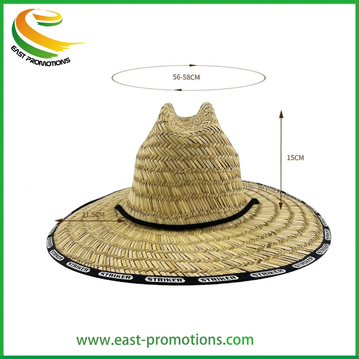 Wholesale/Supplier Summer Unisex Adults Wide Brim Natural Lifeguard Straw Hat with Custom Patch Logo