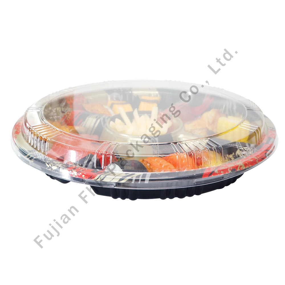 Disposable Round Black Plate Reusable Cheap Stock Plates Sushi Hotel Tableware Biodegradable Plate for Restaurant