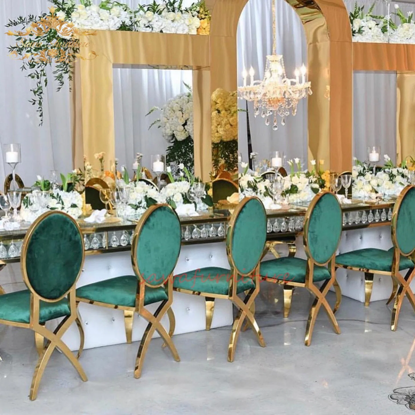 Wholesale/Supplier Popular Used Bride X Legs Gold Stainless Steel Wedding Chairs