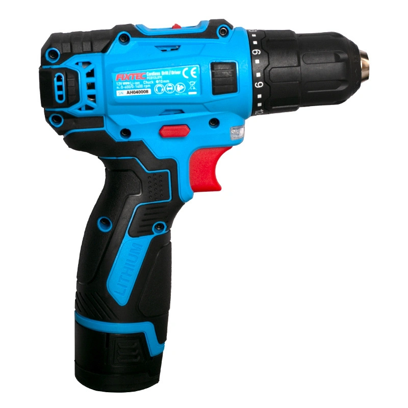 Fixtec 12V Portable Lithium Battery Power Cordless Drill/Driver with Two Ni-CD Battery