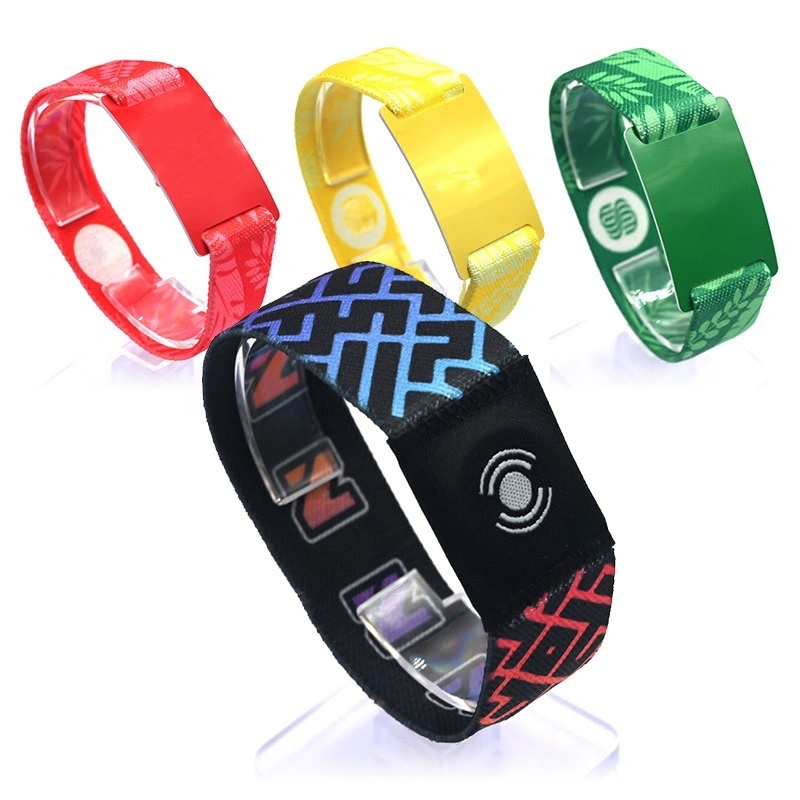 13.56MHz NFC Read-Write Chip Fabric Woven Weatherproof Wristband 125kHz RFID Silicone Armband Bracelet for Access Control System