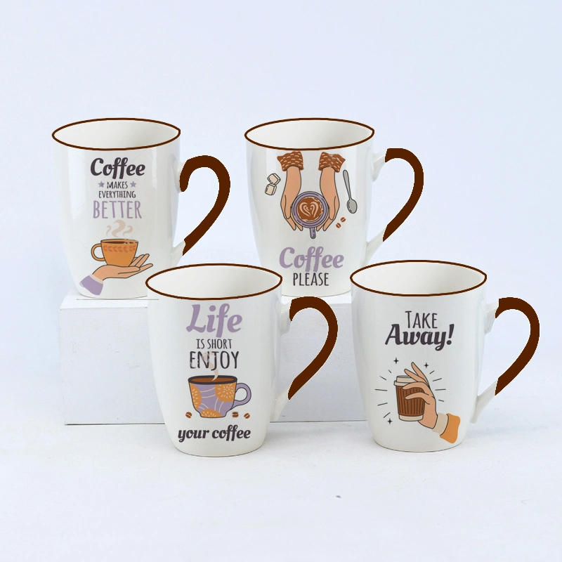 Zhengcai Valentine&prime; S Day New Bone China Material Promotion White Mug12oz/14oz/16oz Capacity for Holiday Bulk Sales