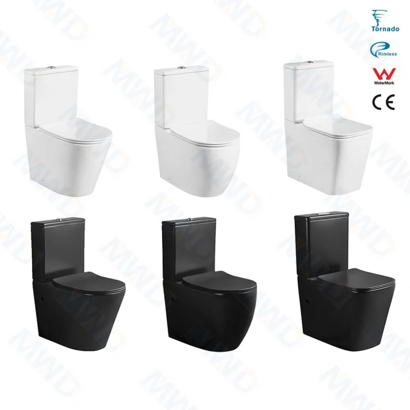 Customization China Bathroom Watermark Toilet Ceramic Wc Toilet Two Piece P Trap Toilet
