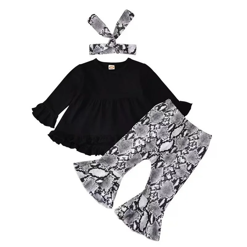 ABC Kids 2023 Toddler Girl Fall Winter Clothes Long Sleeves Ruffle Tunic Dress Top Trousers Leopard Pants Outfit 3PC Clothes Set 10% off