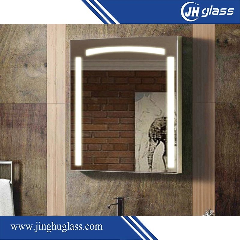 Sandblast Frameless Illuminated Backlit Vertically and Horizontally Hang LED Three Color Lights Bathroom Mirror