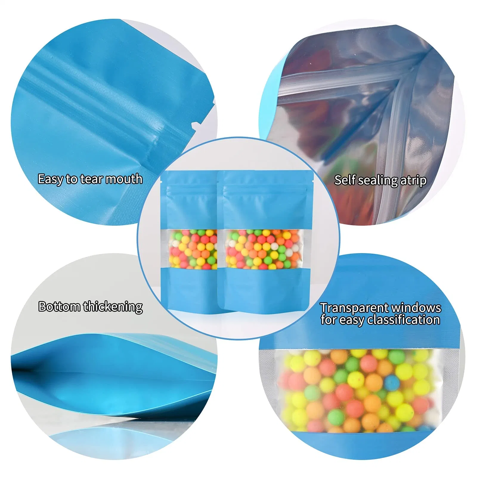 Wholesale/Supplier Bags Resealable Food Storage Clear Window Foil Pouch Bags Food Self Sealing Bag