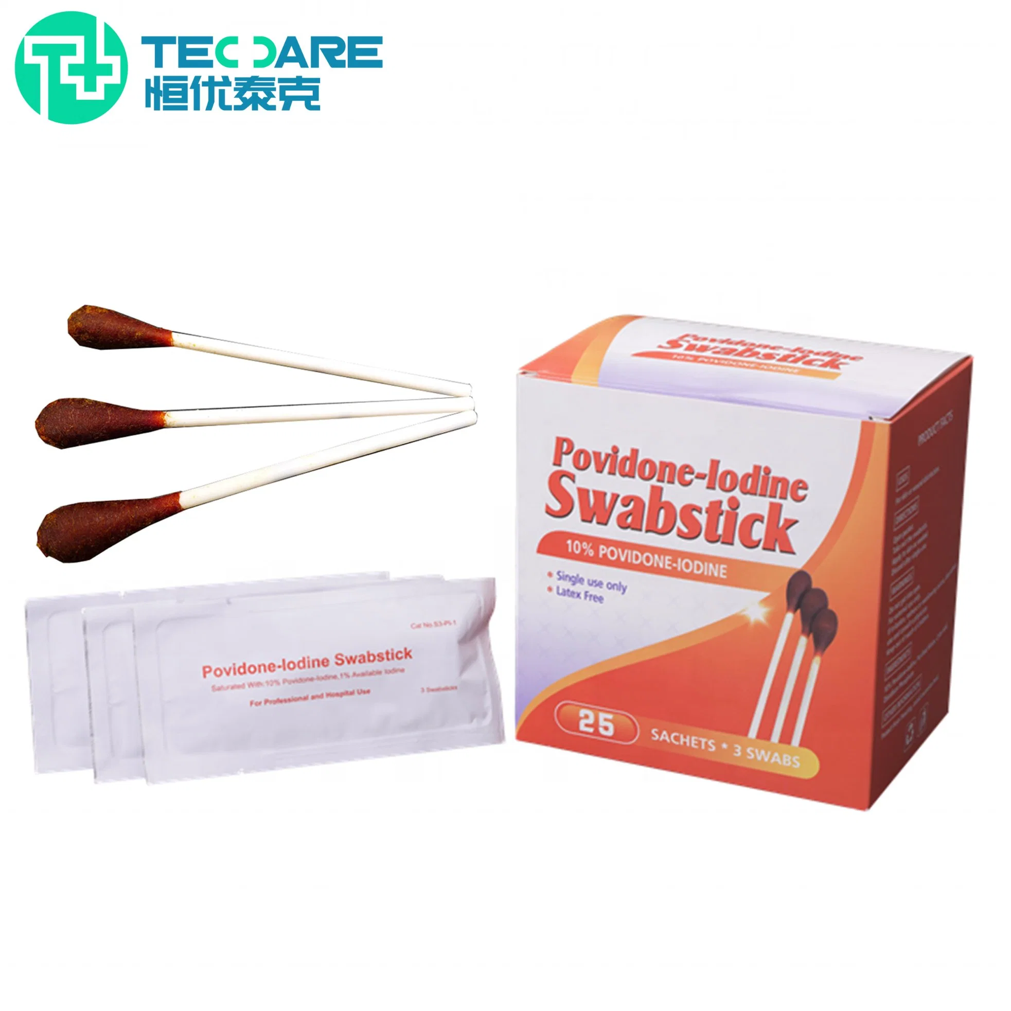 Medical Wounds Clean Disinfection Povidone Lodine Swab Cotton Stick