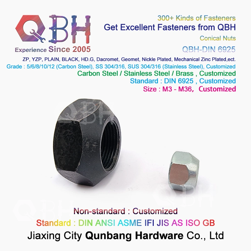 Qbh Customized OEM ODM DIN6925 Automobile Black Blue White Zinc Plated Prevailing Torque Type Wheel Lug Locknut