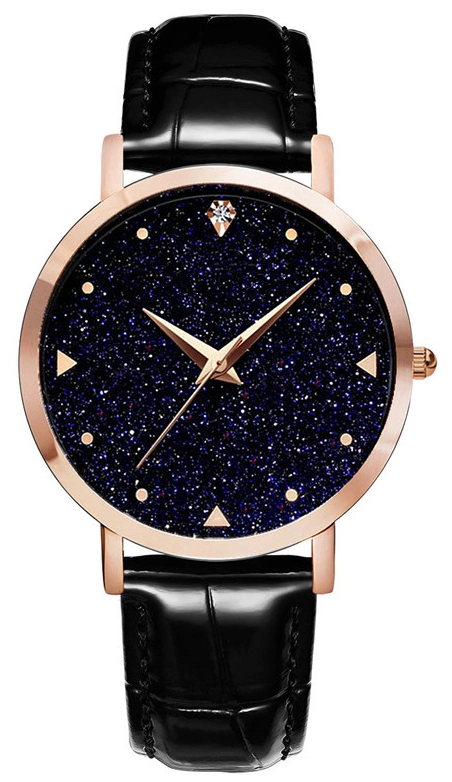 Flowing Rhinestone Fashion Woman Female PU Leather Ladies Watch