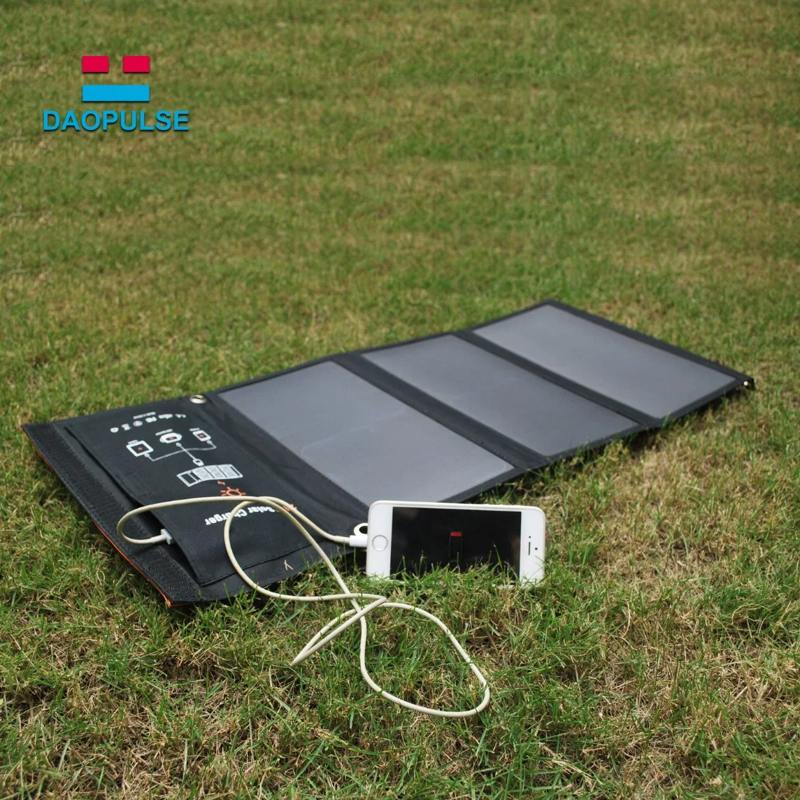 Solar Charger Dual USB Dolar Power Bank with LED Light for Outdoor Charging