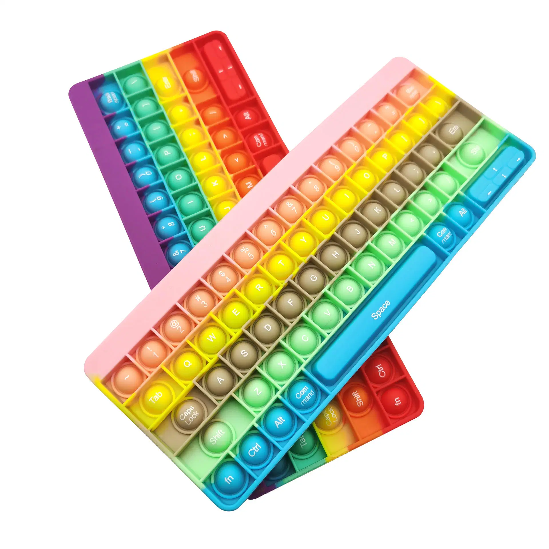 Rainbow Push Bubble Fidget Toys Multi Color Keyboard with Words Toy for Children Desktop Antistress Toys