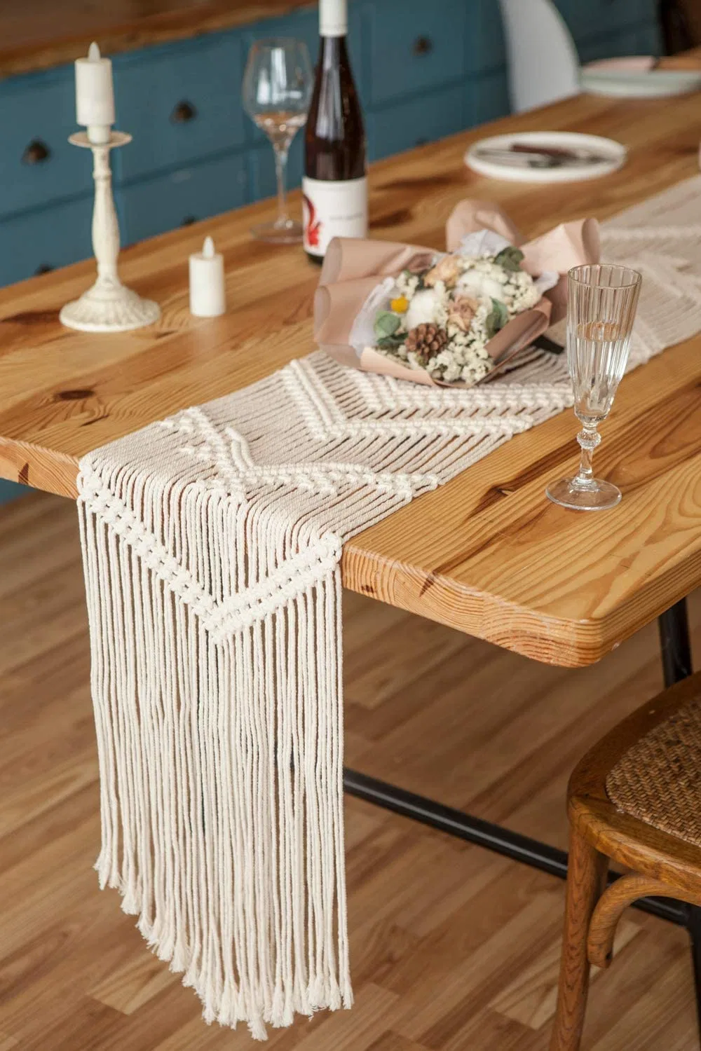 110 Inches Macrame Table Runner Woven Wedding Table Decor Handmade Boho Home Decors