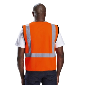 CE en 20471 Chaqueta reflectante de alta visibilidad con bolsillo, chaleco reflectante de seguridad con bolsillo ID y chaleco de protección de alta reflexión PPE