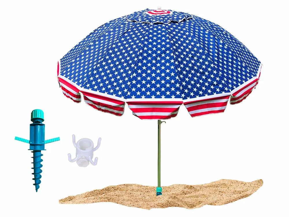 Giant 16 Ribs Wind Resist Heavy Duty Beach Umbrella Sunshade Parasol