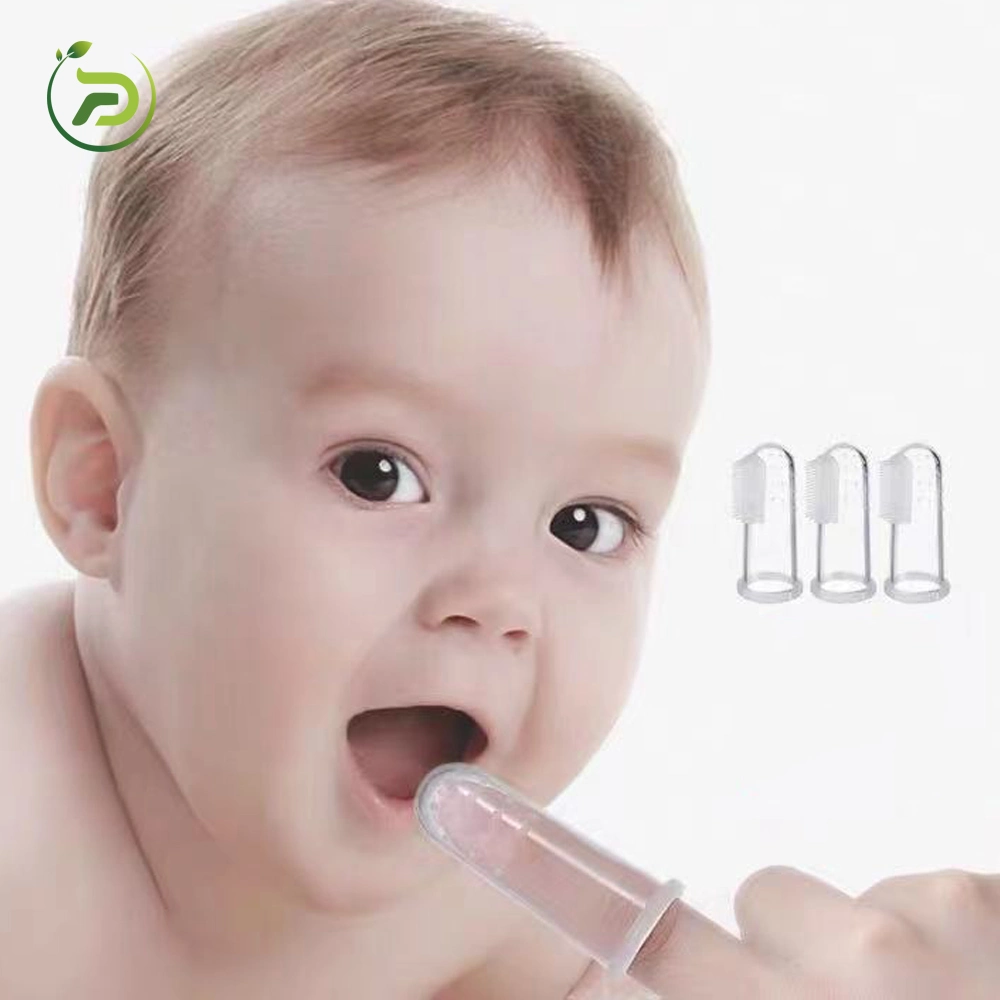 Ergonomic Design Soft Silicone Baby Finger Cover Toothbrush with Plastic Box Cleaning Teeth