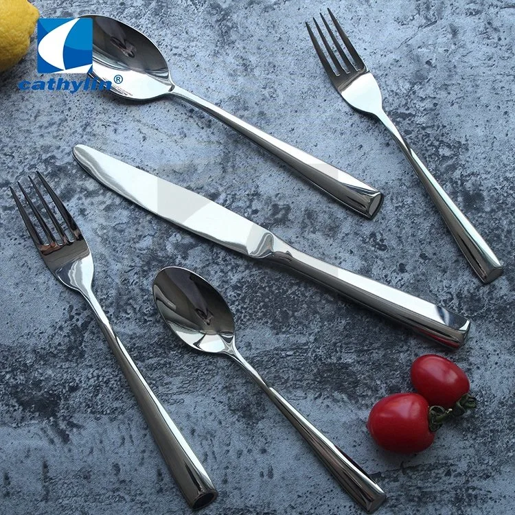 Cathylin Portable Metal Knife Fork Spoon Dinner Flatware Set, Stainless Steel Cutlery