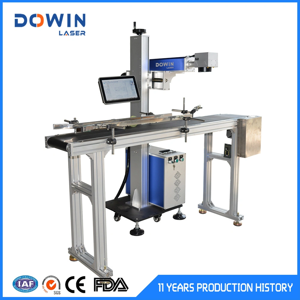 China Supplier 50W Bearing Fiber Laser Marking Machine with Pneumatic Conveyor for Auto Parts Logo Engraving