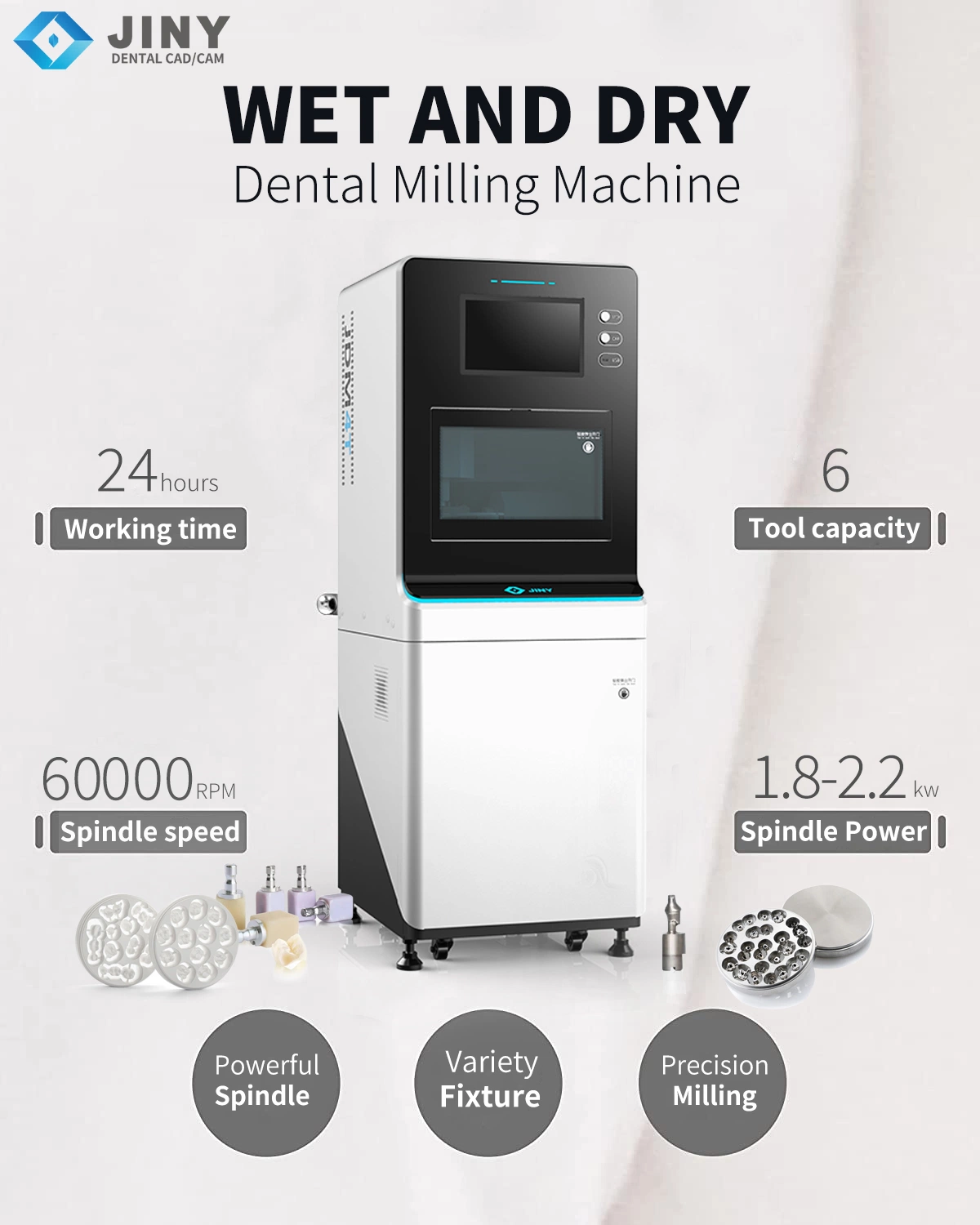 Máquina de fresagem com Abutment dentário de 4 eixos com 9 pilares