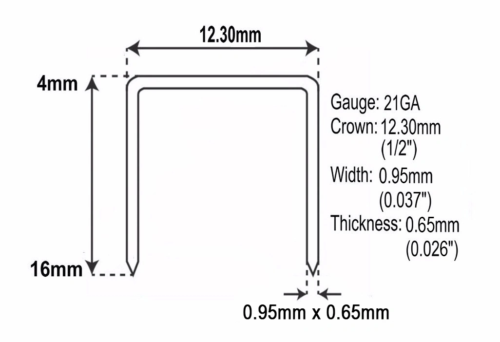 21 Gauge 1/2 Inch Crown 84/12 Staples