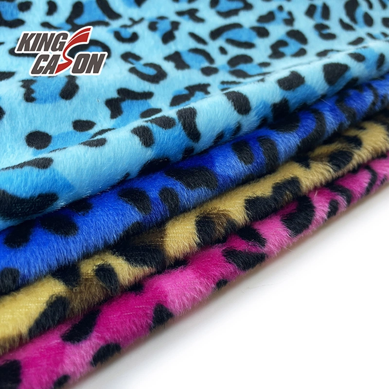 Kingcason 100% Poly Leopard Short Hair Napped Fleece Fabric for Plush Toys