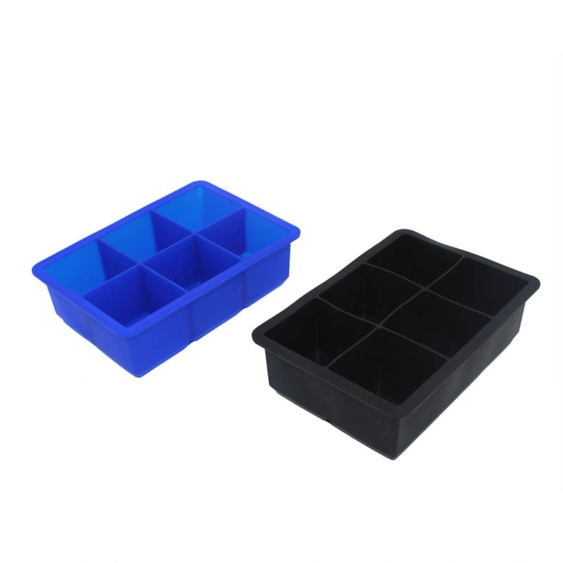 Food-Grade 6 Cavities Square Silicone Ice Cube Tray for Kitchenware
