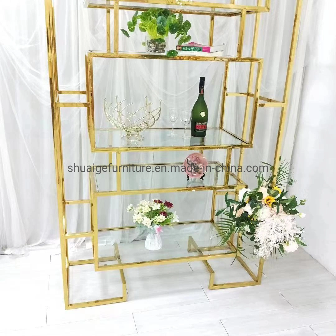 أثاث الفندق المعدن التصميم بسيط تراingle temper Glass Wine الجرف