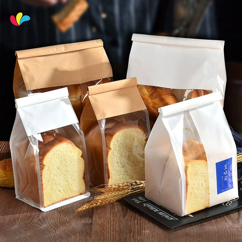 La fábrica de envasado de café de la bolsa de pan barato Soporte reciclado personalizado promocional impreso compras Arte Don Brown / Blanco Papel Kraft Bolsas con asa retorcida