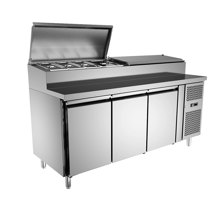 1.8m Stainless Steel Pizza/Salad Under Counter Workbench Table Refrigerator for Kitchen