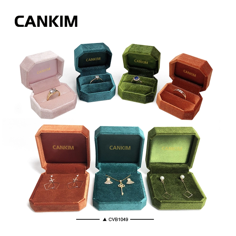 Cankim High quality/High cost performance  Velvet Jewelry Boxes Velvet Ring Box Velvet Boxes Jewelry Box Octagon Box with Logo