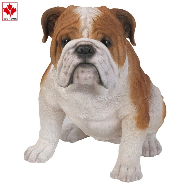 Realistic Bulldog Statue Hand-Painted Resin Figurine Home Decoration