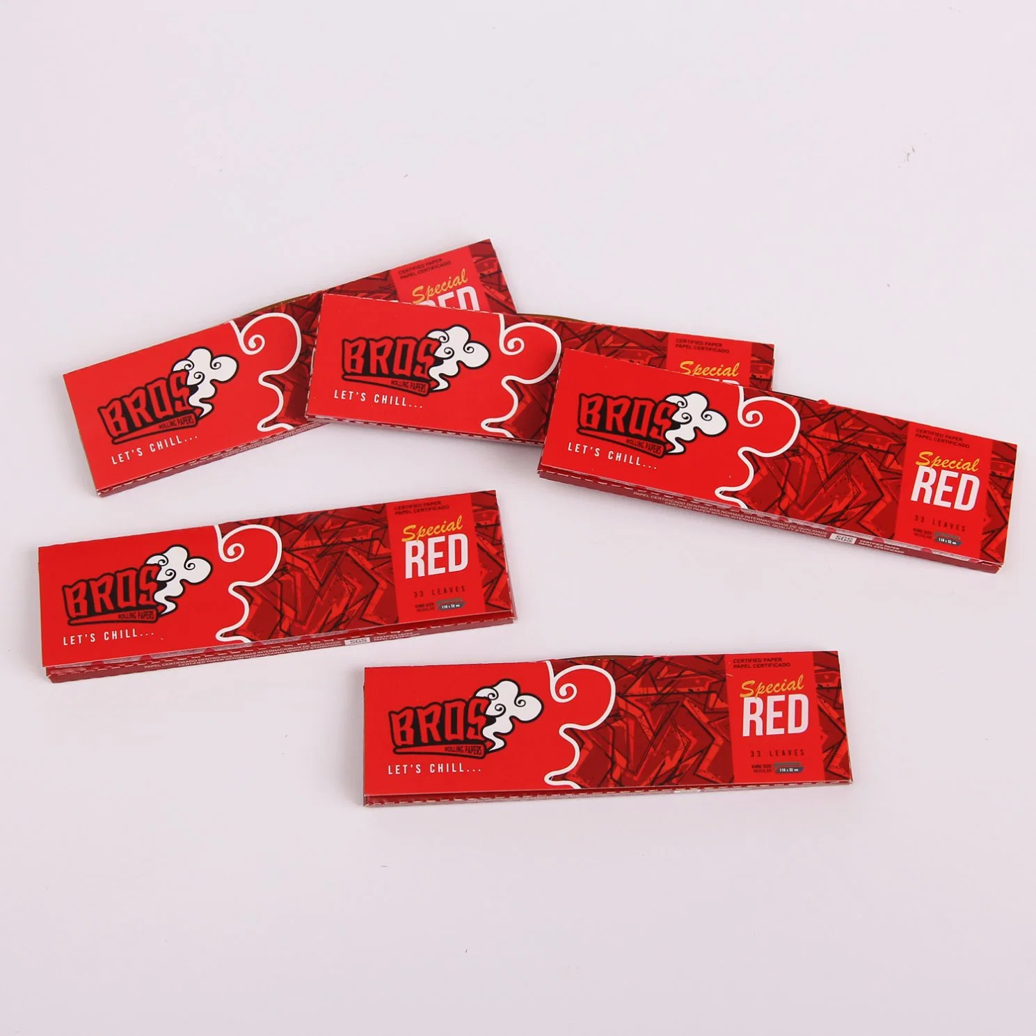 Bros Rolling Papers Red Packaging 33 Leaves with Good Package Design with Booklet Fro Smoking