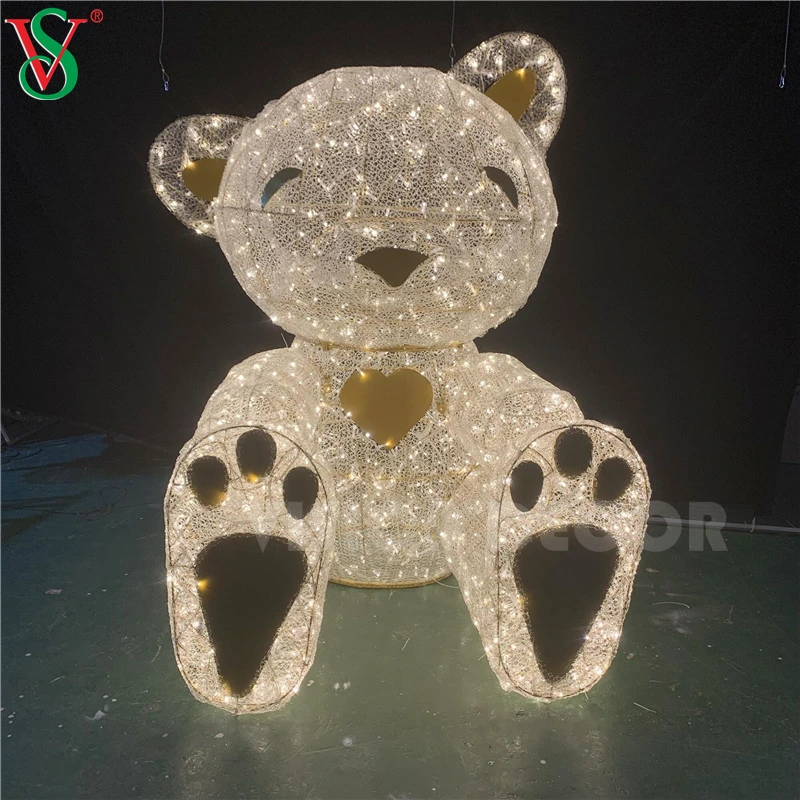 3D Grande Urso de Pelúcia Motivo de Natal Luzes Exibição de Iluminação LED