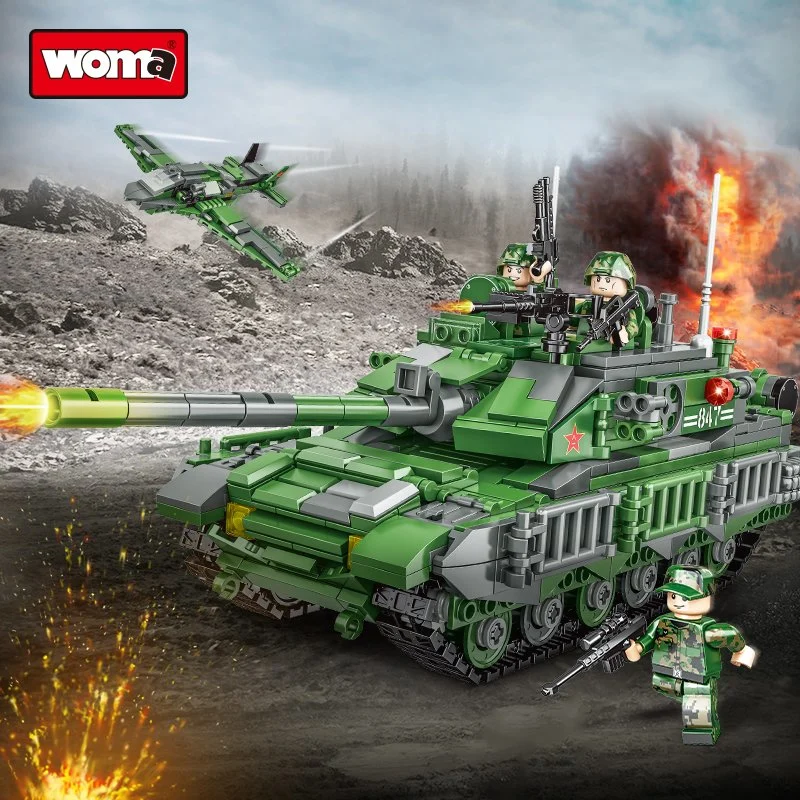 Woma Toy C0847 Customize Child Plastic Building Blocks 99A Tank Model 1 in 4 War Team Educational Toys for Kids Student Game Intellectual Educational Toys