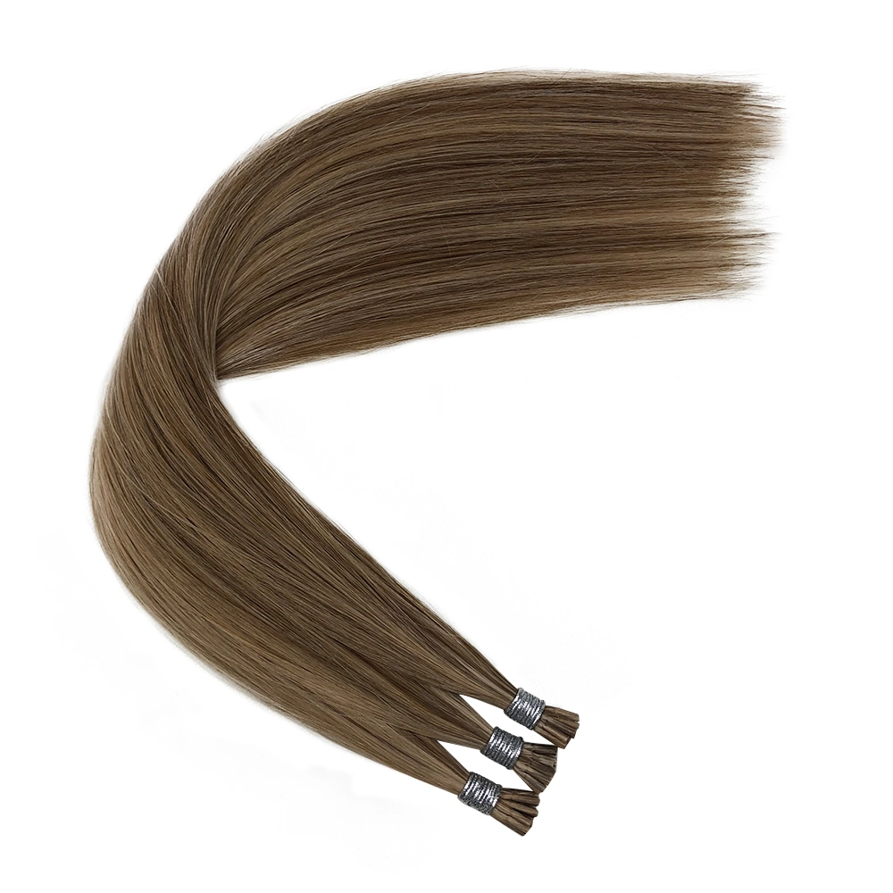 Queratina Stick I Tip Hair Extension Natural Remy Human Hair 24-16" Cabello recto