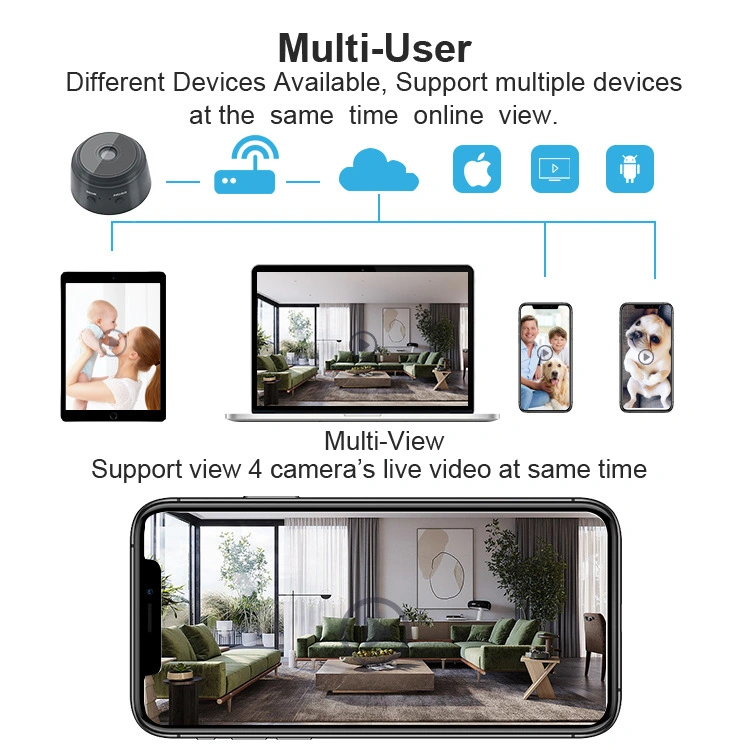 2022 Novíssimo WiFi HD 1080P Câmera de vigilância de came sem fio WiFi Remote a detecção de movimento