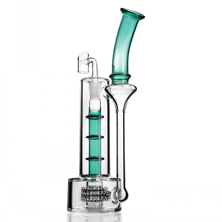 Straight Tube Hookahs Stereo Matrix Perc 14mm Big Glass Waterpipes Recycler Oil Rigs Sovereignty