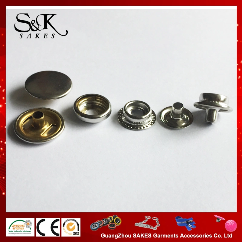 Shinny Silver Color Ring Type Spring Snap Button for Garments