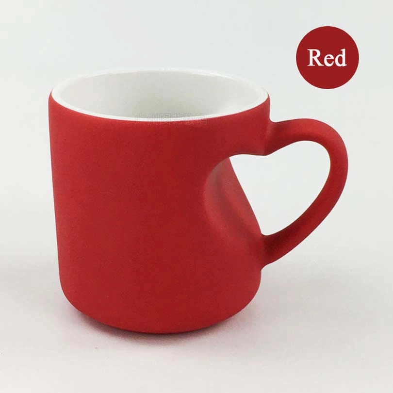 Heart Shape Matte Color Changing Ceramic Magic Mug for Sublimation Printing (Red color)