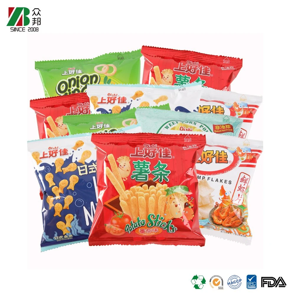 Laminated Custom plastic bags puffs food popcorn potato chips packaging bag for Snack