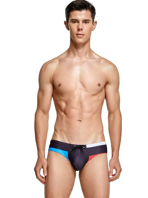 Men's Stylish Color Blocked Low Rise Comfortable Swim Briefs