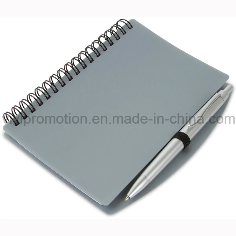 A6 PP Cover Stationery Spiral Notebook with Plastic Pen (PPN221B)